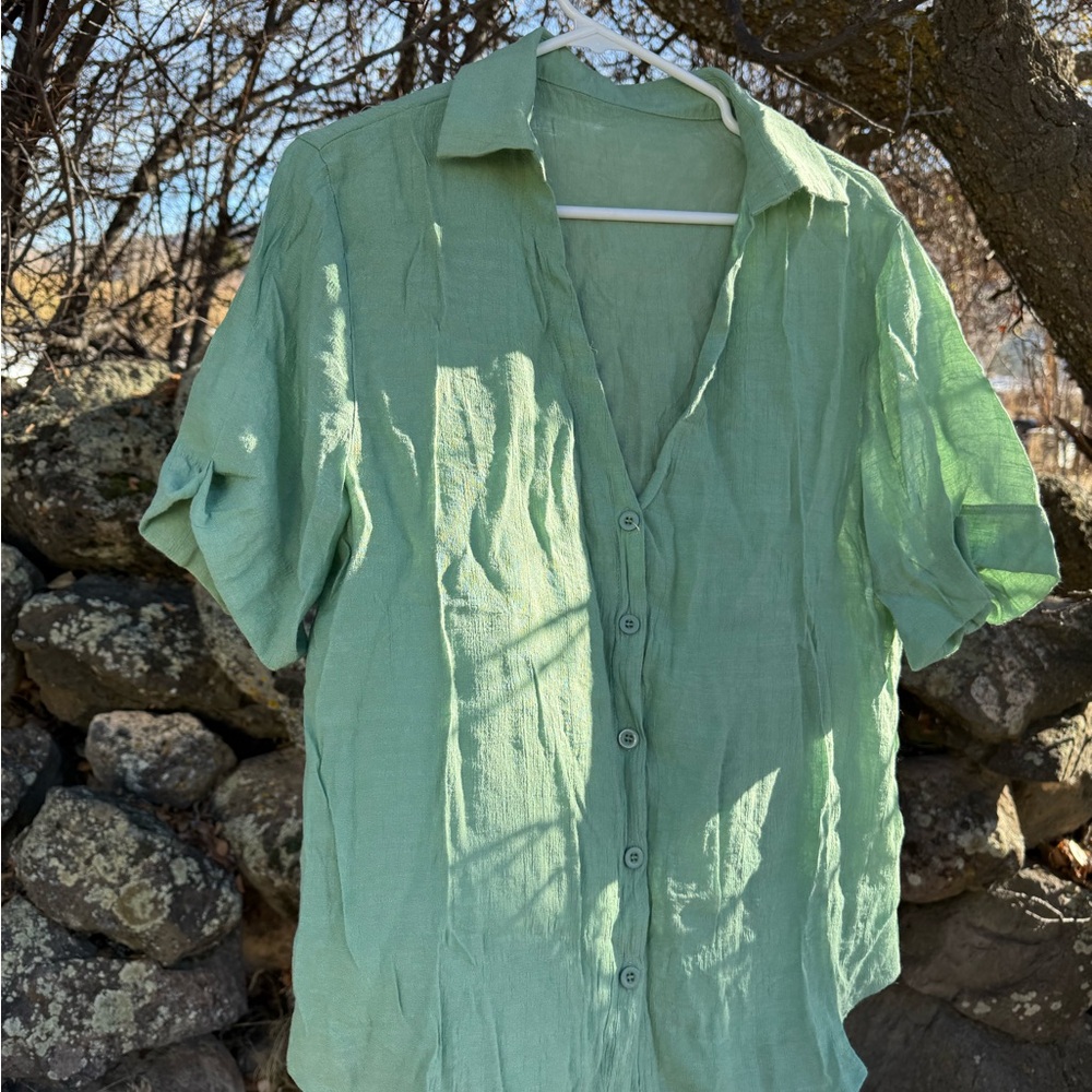 women’s Green rayon flowy Shirt